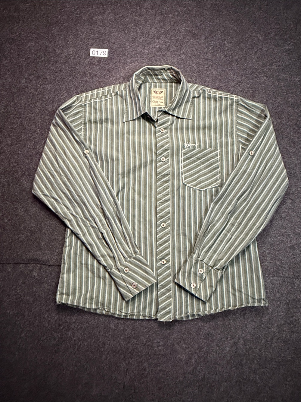 Men's Green Striped Long-Sleeve Shirt